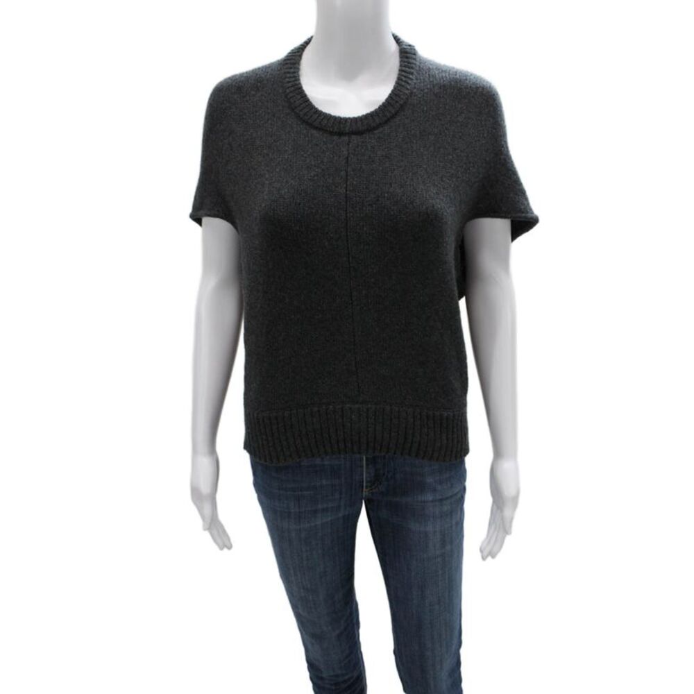Altuzarra Womens Gray Merino Wool Crewneck Pullover Short Sleeve Size L